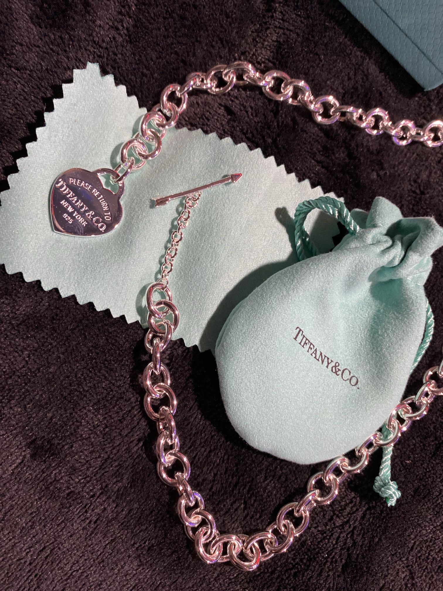 Tiffany And Co Love Struck Choker Chain Ag925 Thin Choker Heart Pendant 