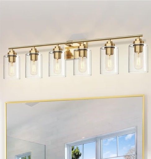 NIB Bathroom Vanity Light Over Mirror,Bathroom Light Fixture Wall Sconce Lighting for Bedroom,Living Room (Gold, 6-Light)