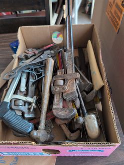 Vintage tools and box