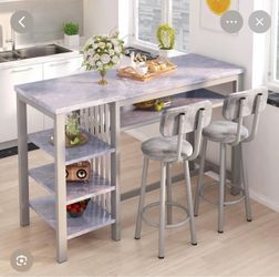 Bar serving table for 2 grey color
