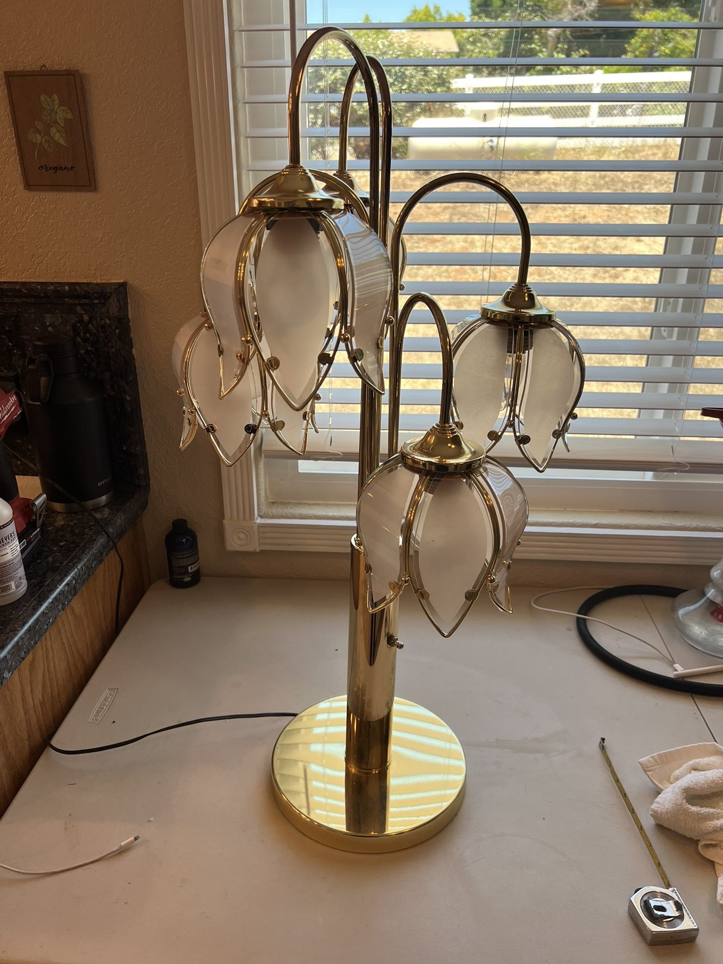 Vintage Anthony California Hollywood Regency Lotus Table Lamp 33” Height