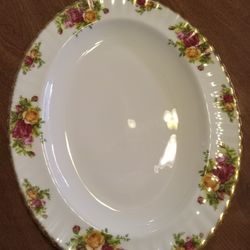 Old Country Rose Serving Platter And Bowl