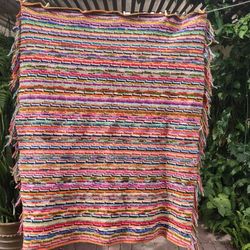 Hand Crocheted Afghan / Throw Blanket. In A Multicolored Design