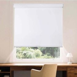 4 Roller Window Shades 33.75" Wx72 H, White Free-Stop Cordless Blackout Blinds, Thermal Insulated