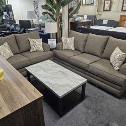 Brand New Gray Linen Sofa + Loveseat 2PCs Set