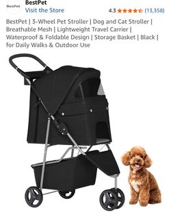 BestPet 3-Wheel Pet Stroller Black