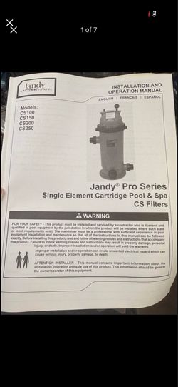 Jandy Pro Series CS Pool & Spa Cartridge Filter