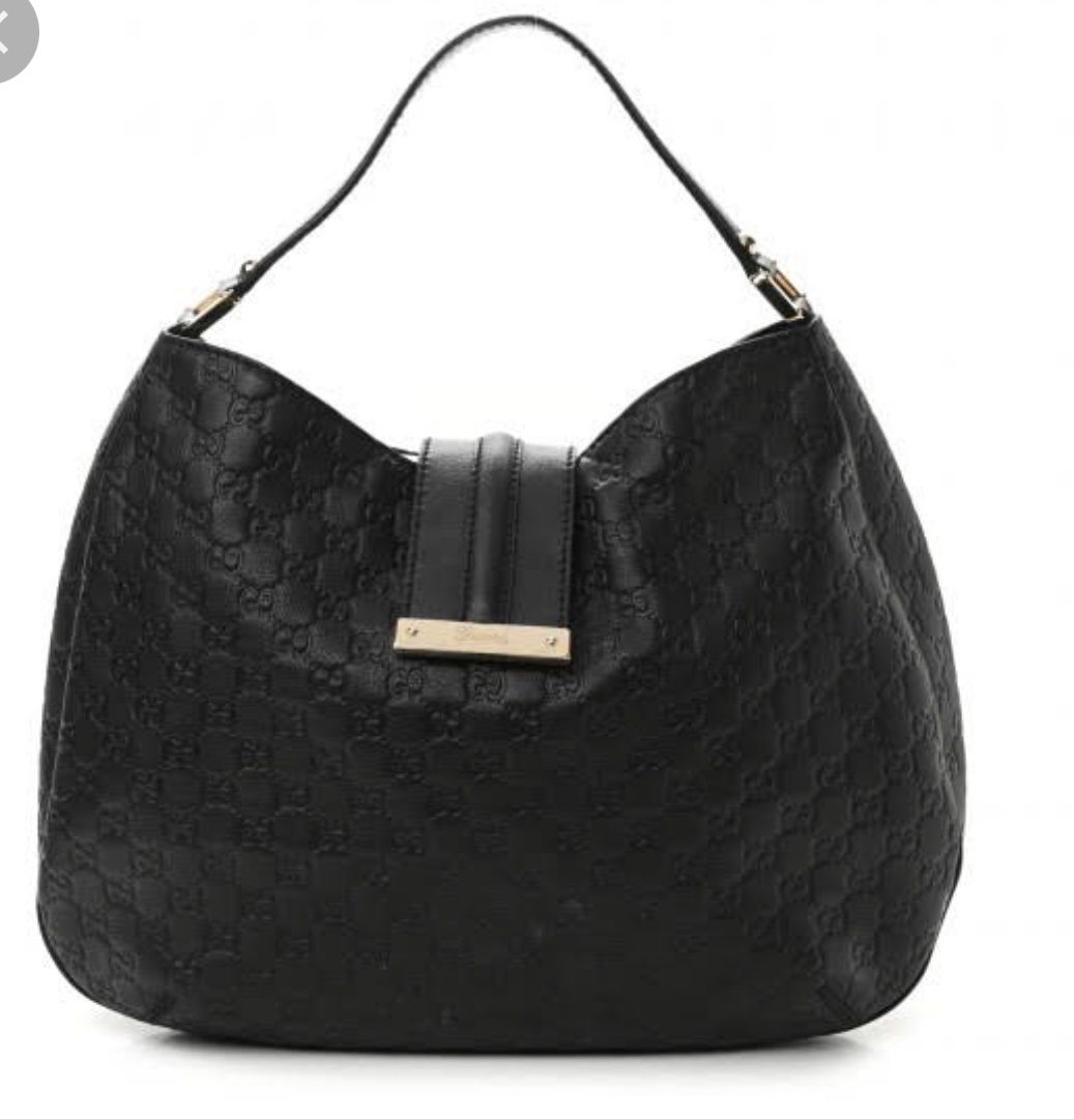 Authentic Gucci Large Black Leather Hobo Bag