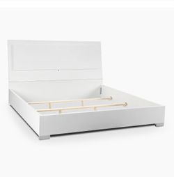Verona White Platform King Bed - NO Headboard