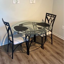 Glass Top Two Chair Dining Set