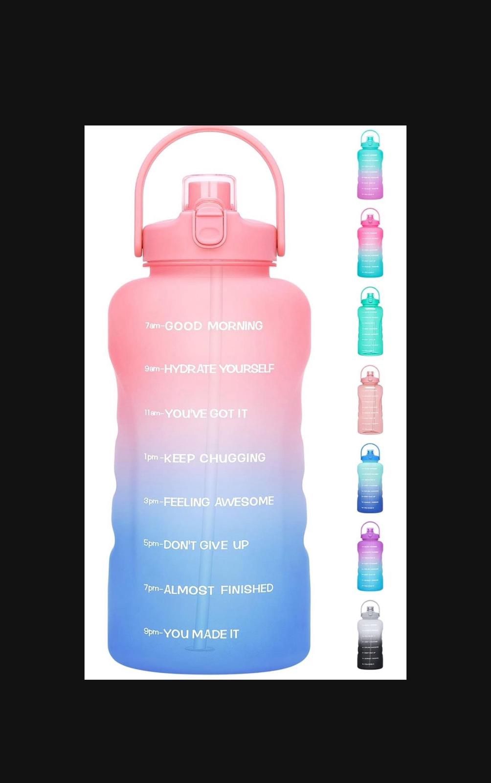 1 Gallon Water Bottles with Straw, 128 oz / 3.8L Water Bottle BPA Free Innovative 2-IN-1 Lid Gym Bottle with Times to Drink Motivational, Large for Sp