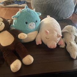 Jellycat Snowdragon, Snoozimals Piggy Plush, B.A.B. Monkey & Squishmallows Fuzzamallows