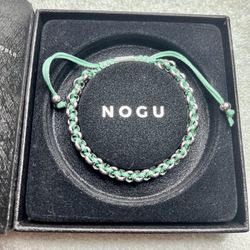 Gently Used Silver and Sea Foam Chain Mail NOGU Bracelet with Box