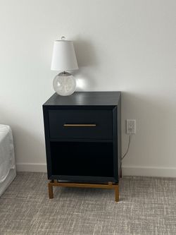 West Elm Black Acacia Wood Nightstand