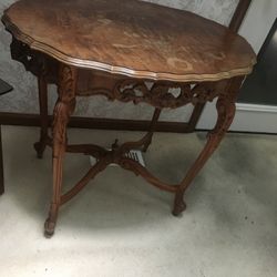 French Parlor Table Heavy Carved 1900s