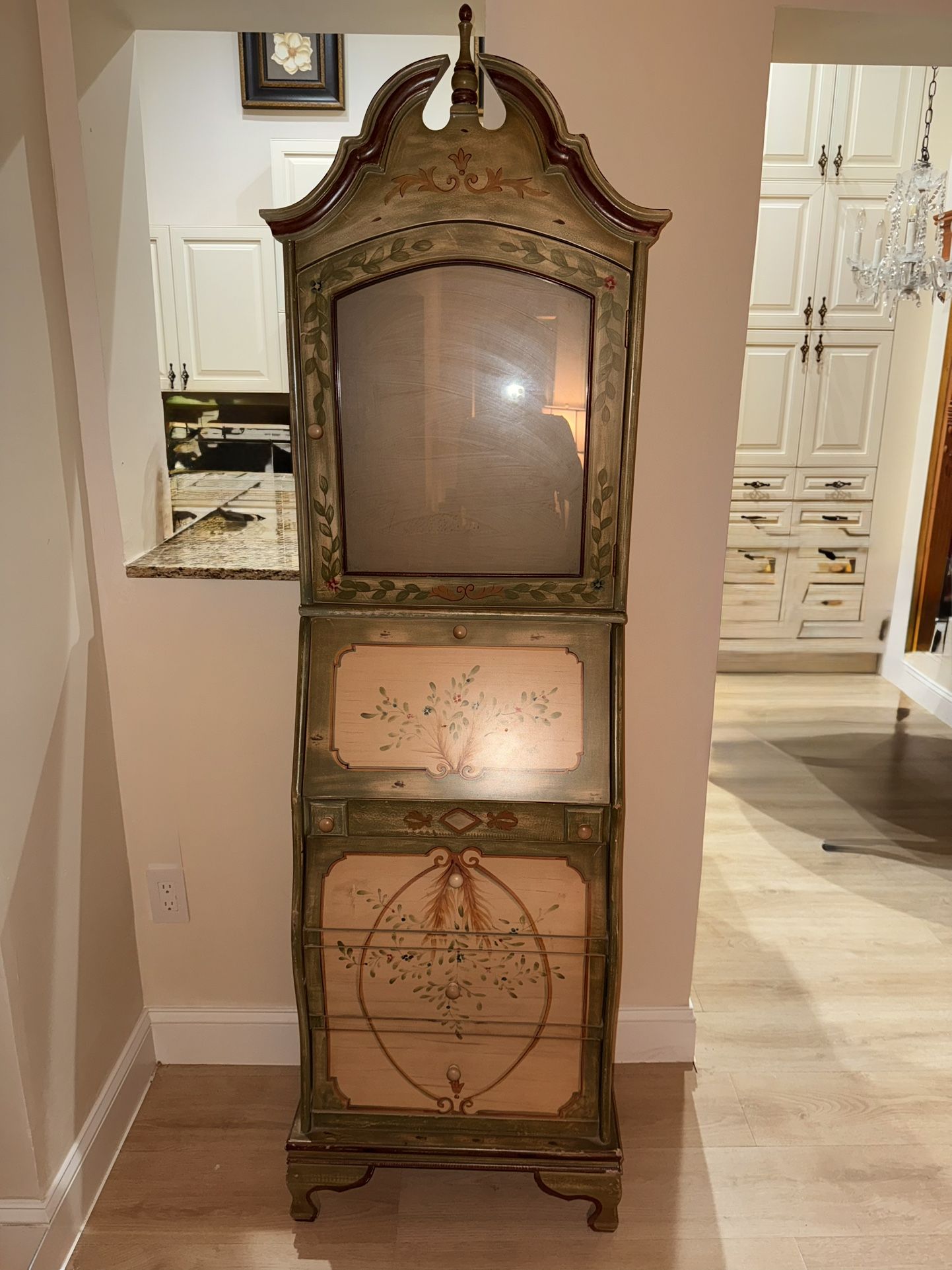 Beautiful Wood Secretary Desk Vitrine Display Cabinet
