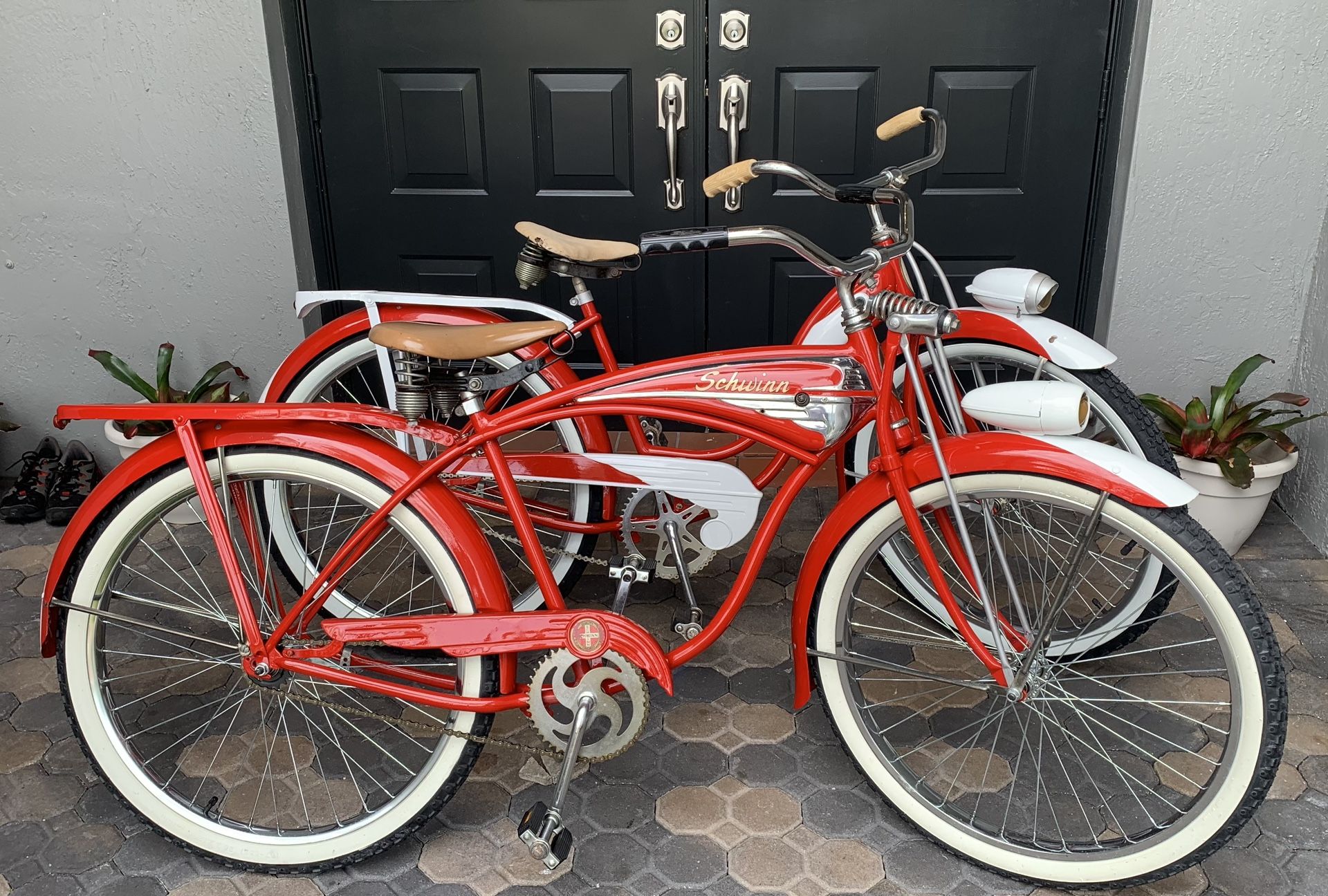 Vintage 1950's Schwinn/BFG Hornet His & Hers Bicycle Restored Paint,Heavy Duty Wheels Thick Spokes, New Tires