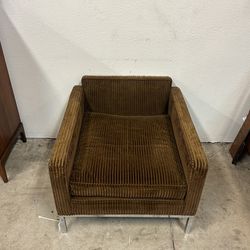 Vintage Mid Century Corduroy Brown Chair By Erwin-Lambeth
