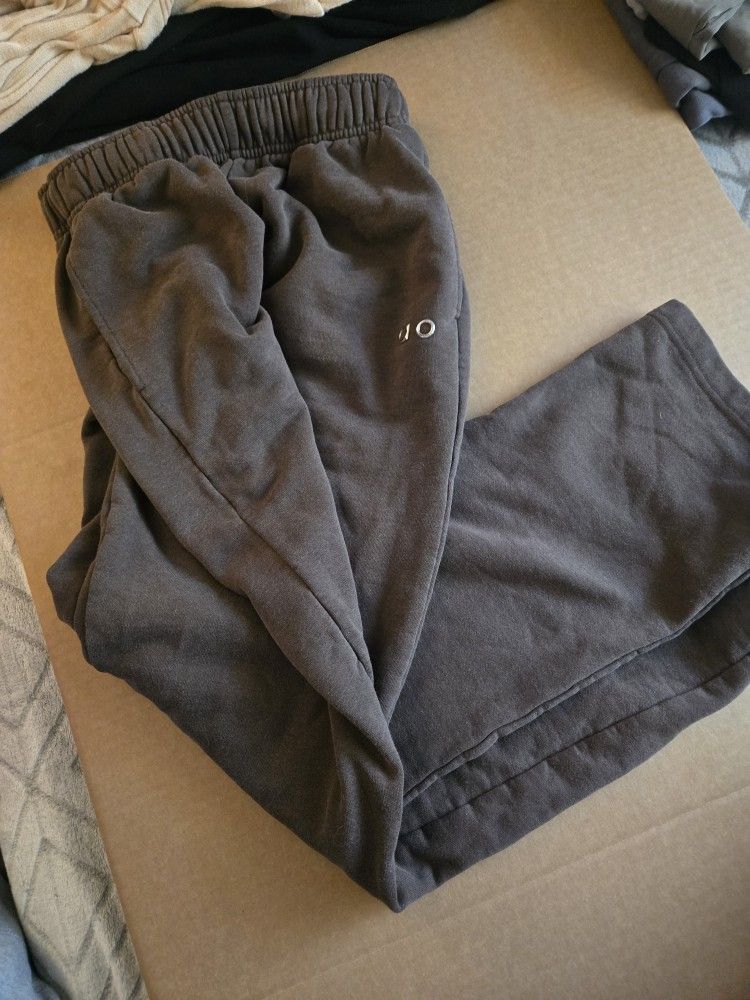 alo Grey joggers with silver alo logo missing the L 