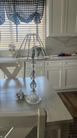 Glam Farmhouse Crystal Lamp with Twine Shade & Dangling Prisms