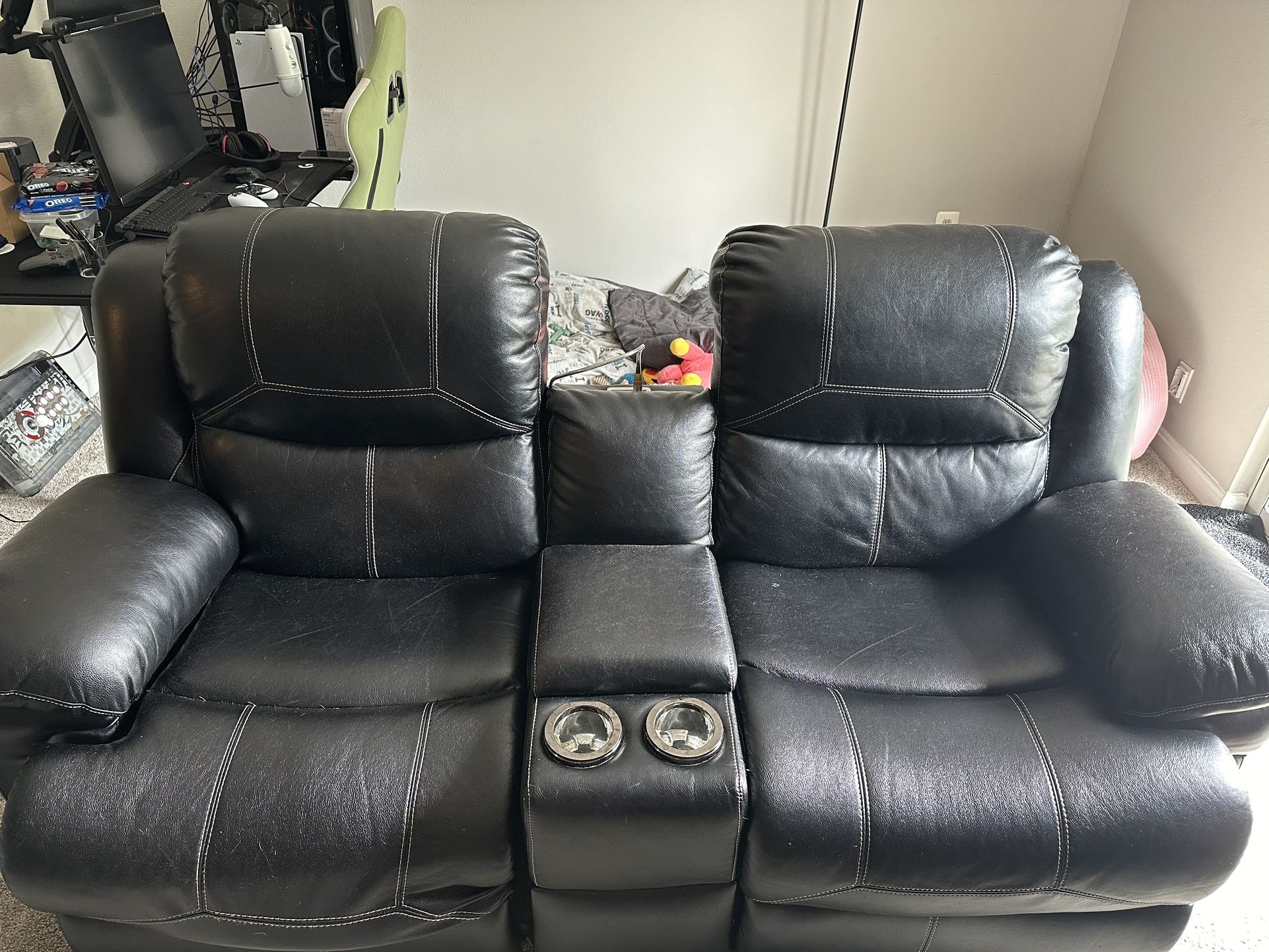 Leather Reclining Love Seat