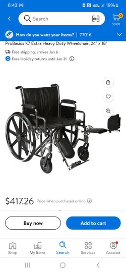 Probasic Extra Heavy Duty Wheelchair 