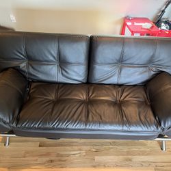 Leather Futon With Power Strip