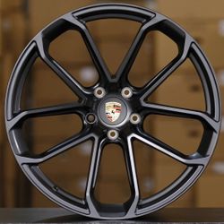 22" INCH RIMS FIT PORSCHE CAYENNE S GTS TURBO COUPE STAGGERED BLACK WHEELS