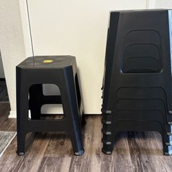 Brand New 6 Pack 18.9 Inch High Stackable Plastic Stools, Black Backless Stool for Home Classroom Office