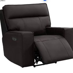 Top-Grain Leather Upholstered Power Reclining Armchair Recliner Black 