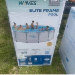 Brand new 14’ 42” high summer waves pool with skimmer ladder and cover and three month old Warmblu heater cooler