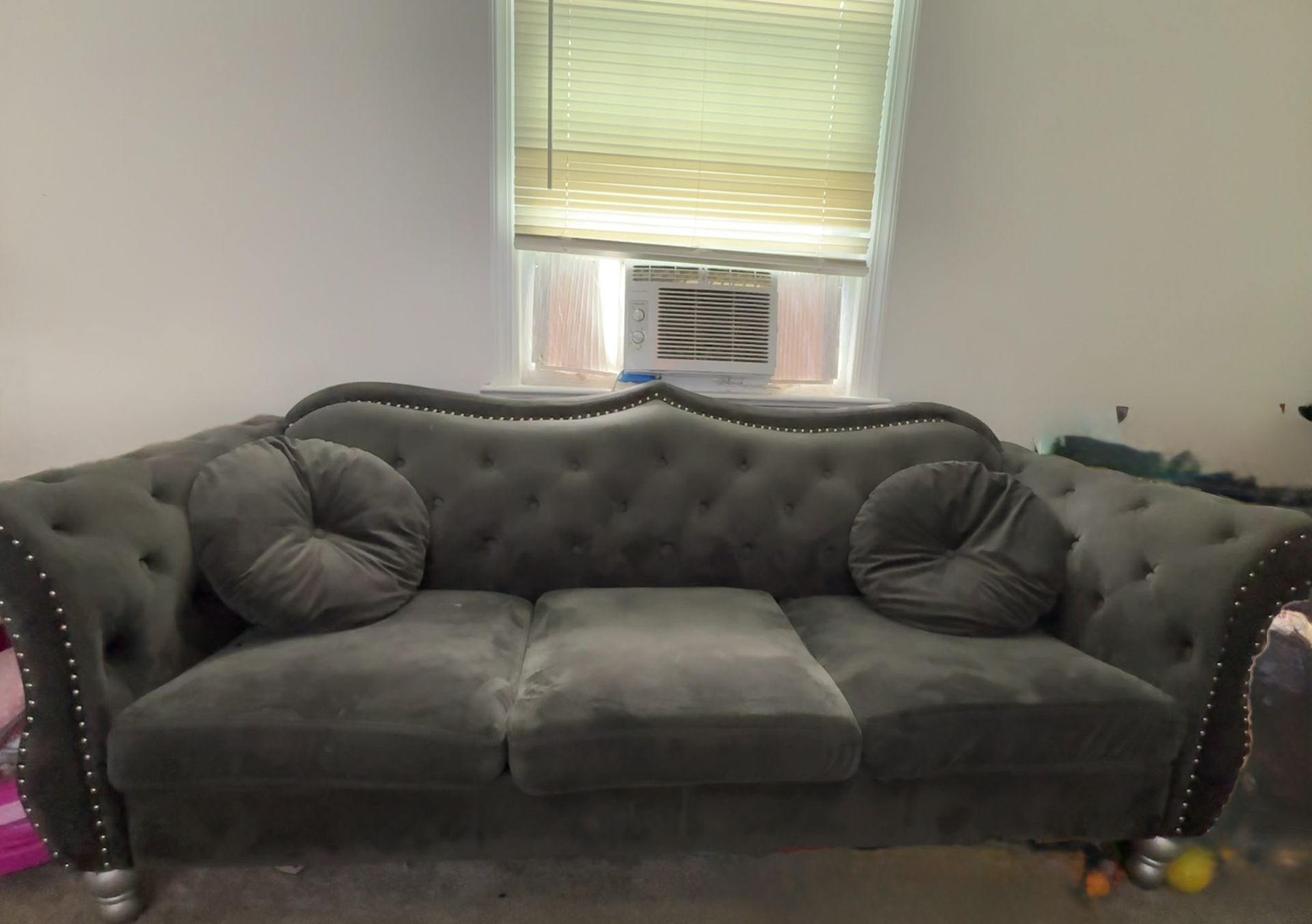 Grey Couch And Arm Chair For Sale
