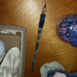 Glass Calligraphy Pen Italian Murano Art Sculpture