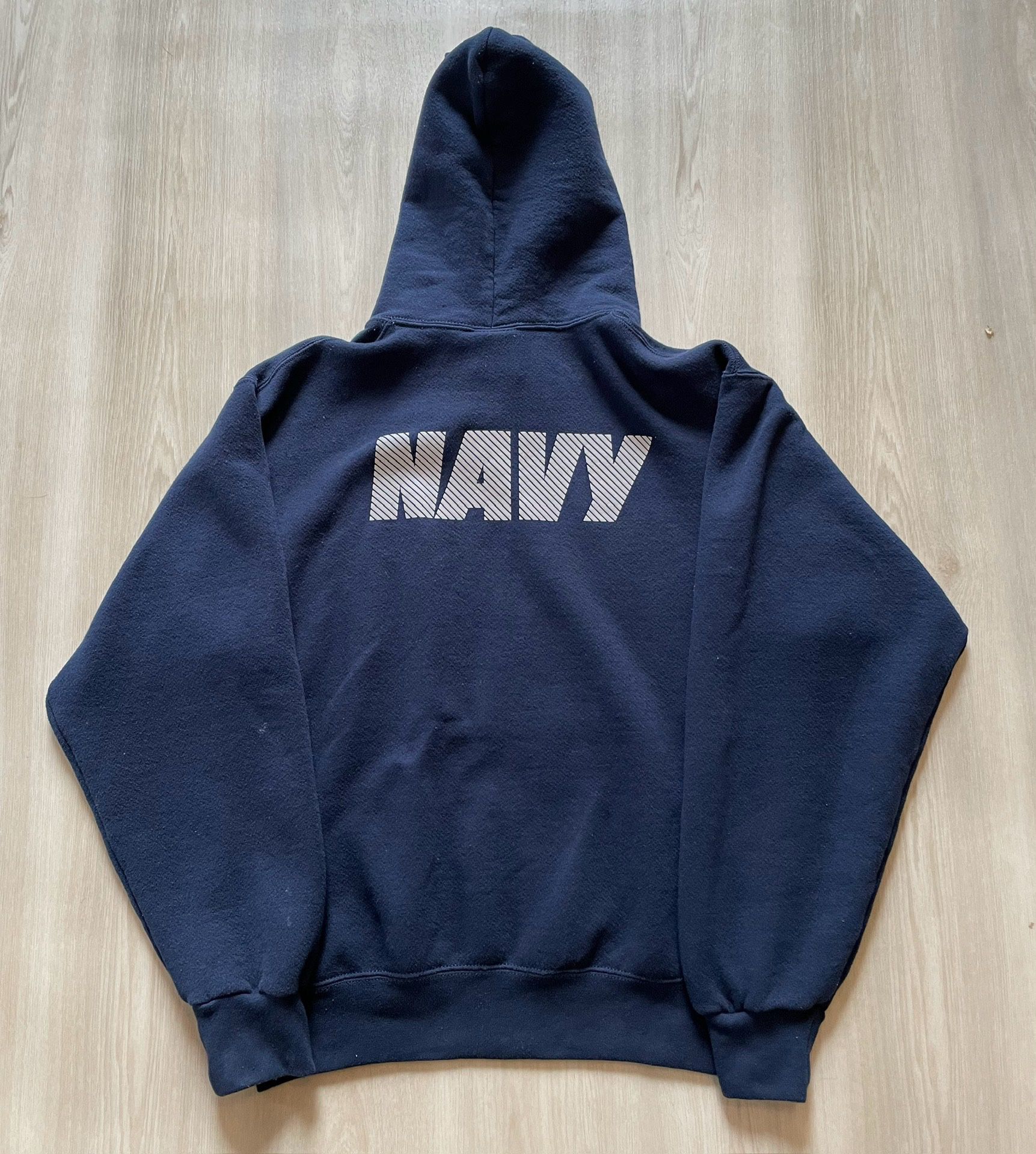 Vintage 90s Soffe US Navy Military Pullover Hoodie Sweatshirt Blue  Mens Medium