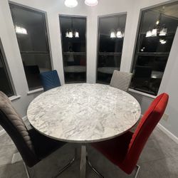 Modern Marble Round Dining Table Set – Excellent Condition