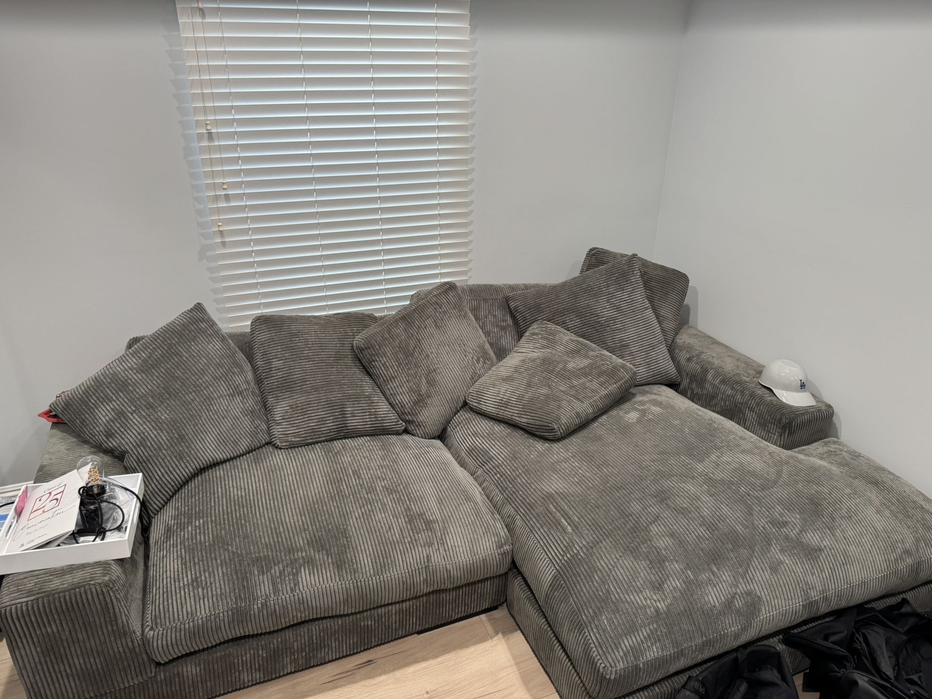 Gray Couch With Reversible Chaise