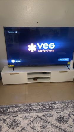 68” glossy white tv stand w/ 2 drawers