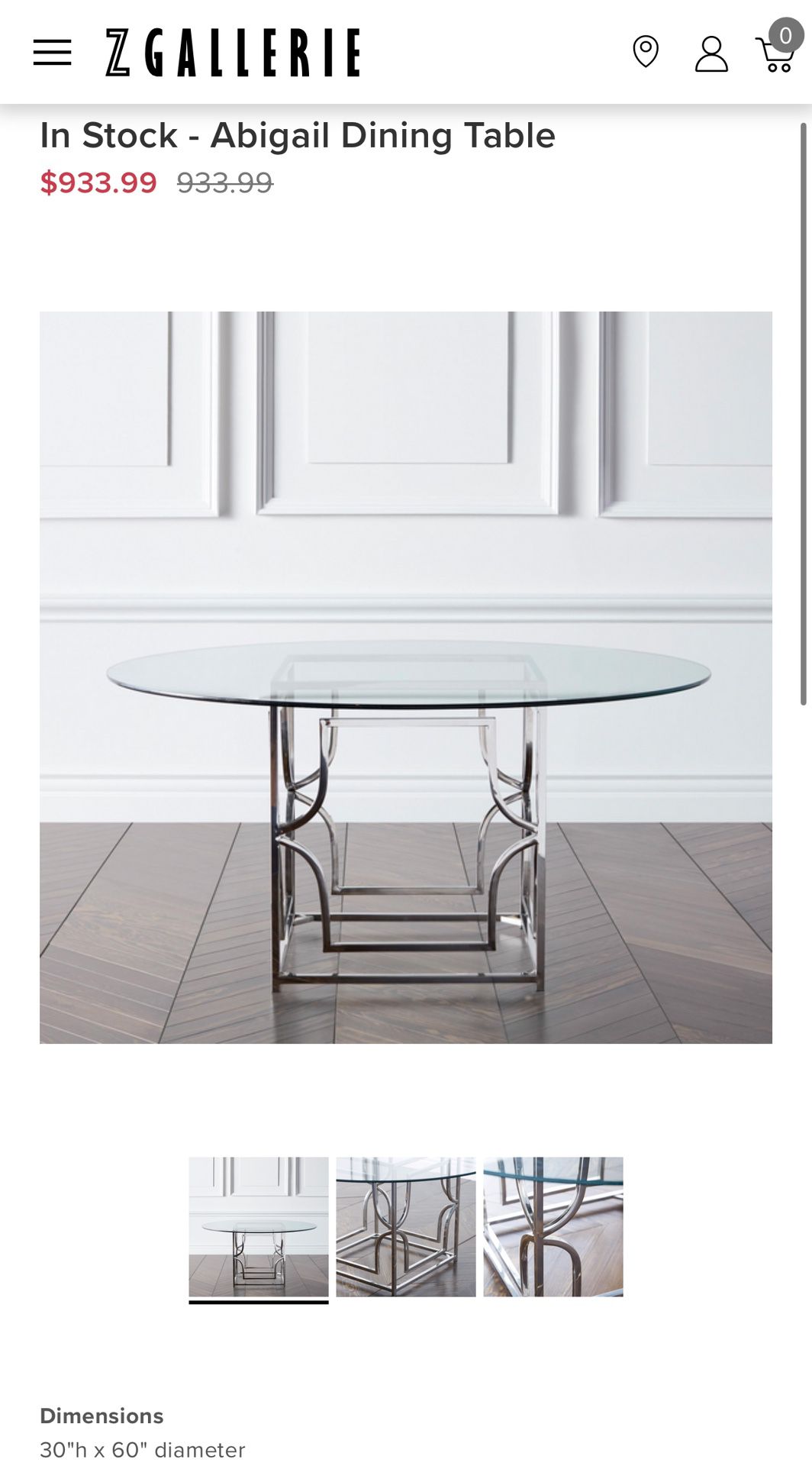 Z Gallerie Abigail Dining Table