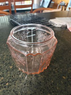 Pink Depression Glass Jar No Lid