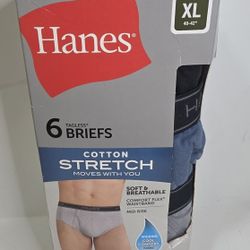 Hanes 6pk Cotton Stretch Briefs Mens Size XL (40-42)