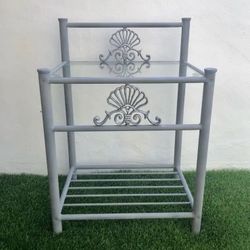 Metal And Glass Grey Accent/ Side/ Bar Table/ Plant Stand