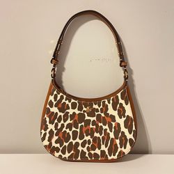 Tory Burch Emerson Printed Shoulder Bag Beige Reva Leopard