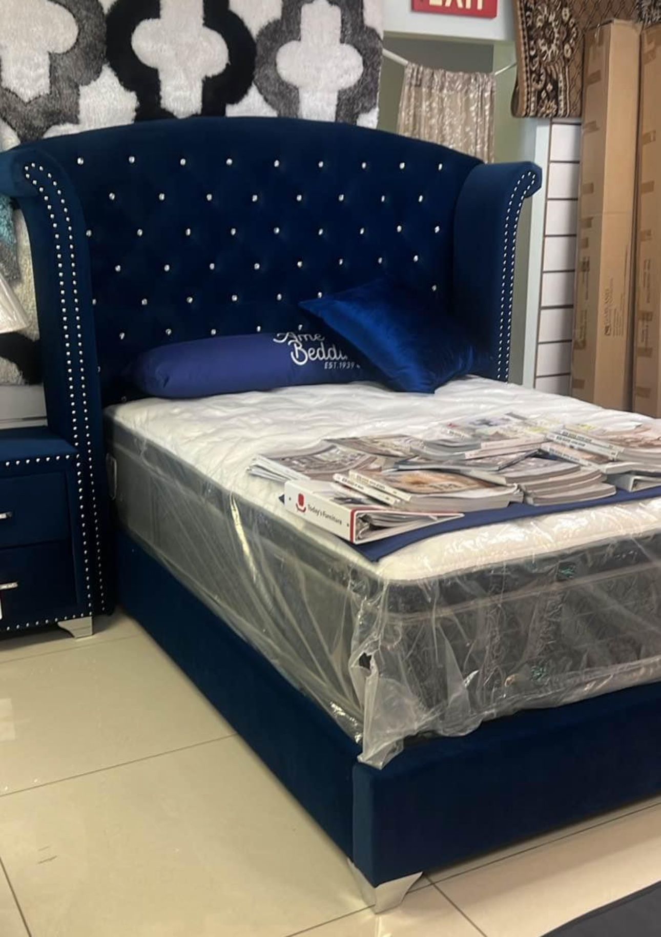Brand New Bed Frame In Box- Free Mattress And Box Spring- Shop Now Pay Later.