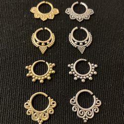 Septum Nose Ring Jewelry~silver or gold (brass) 