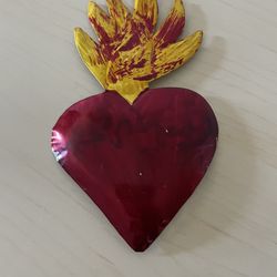 tin sacred heart made in Mexico