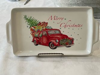 Ceramic Christmas holiday platter by Azzurra.