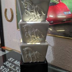Rare Ceramic Horse Power TV Lamp - Sculptural Light With Feng Shui Presence