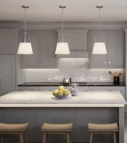 Alsy 1-Light Brushed Nickel Oversized Caged Mini Pendant with Linen Shade