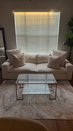 Cream/Beige Couch  with Coffee Table