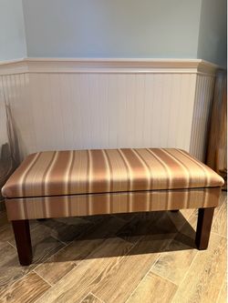 Bench with storage/wooden legs  L 40” W 19” H 19”